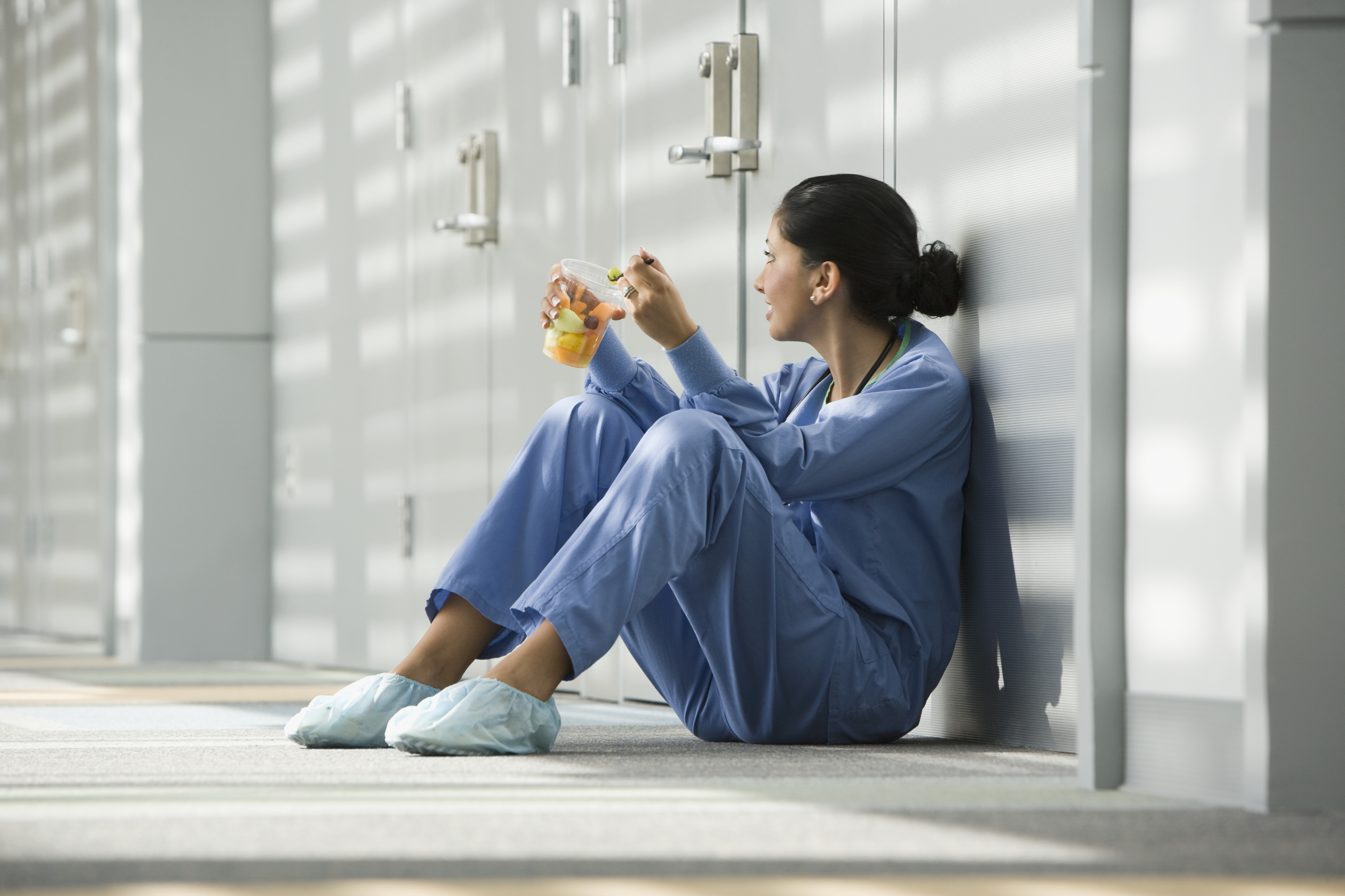 Portrayal of Capella nursing graduate recharging on a work break